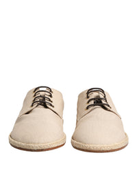 Dolce & Gabbana Dolce & Gabbana Beige Espadrille Sole Lace Up Canvas Derby Men's Shoes