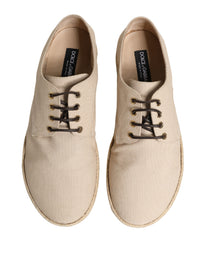 Dolce & Gabbana Dolce & Gabbana Beige Espadrille Sole Lace Up Canvas Derby Men's Shoes
