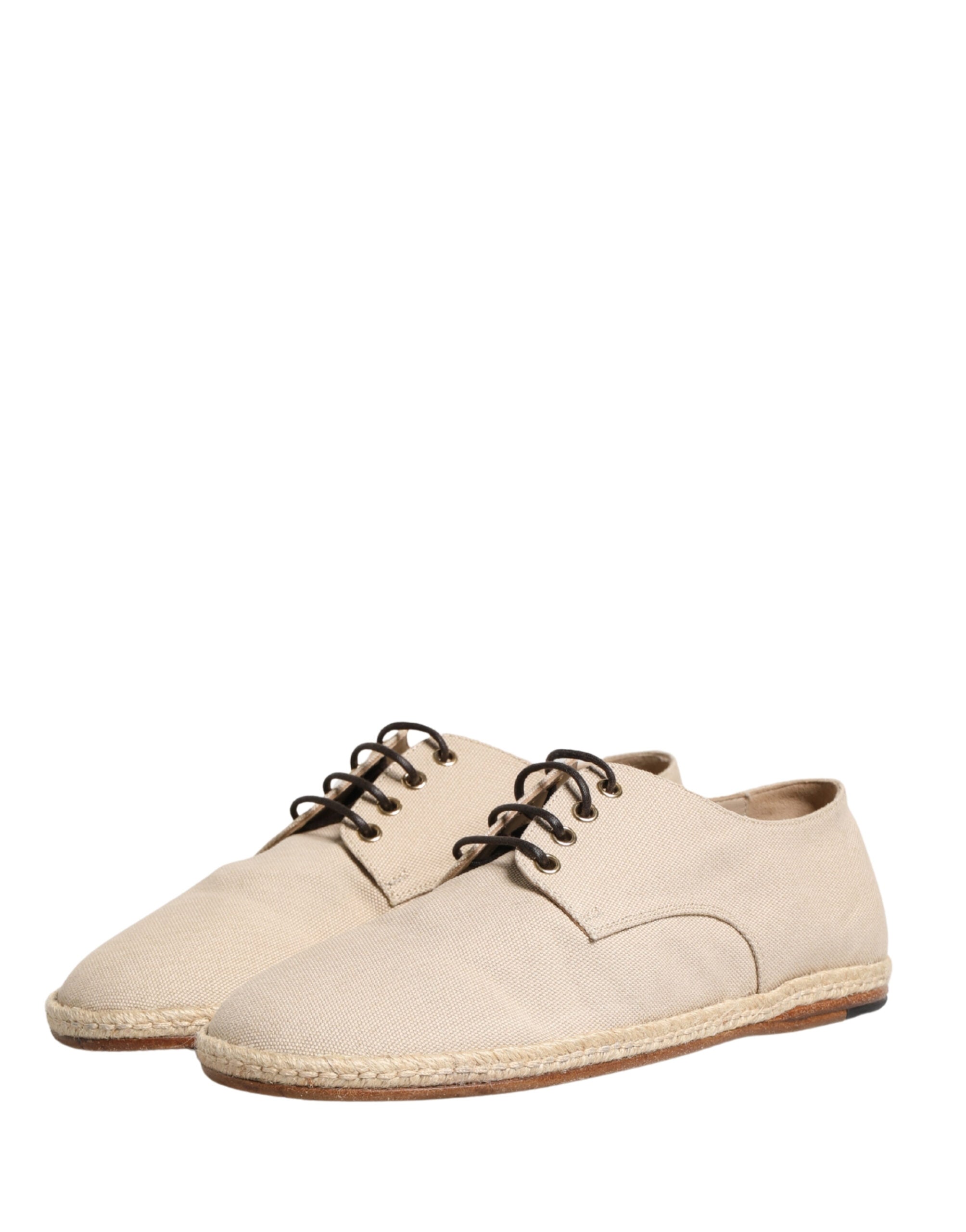 Dolce & Gabbana Dolce & Gabbana Beige Espadrille Sole Lace Up Canvas Derby Men's Shoes