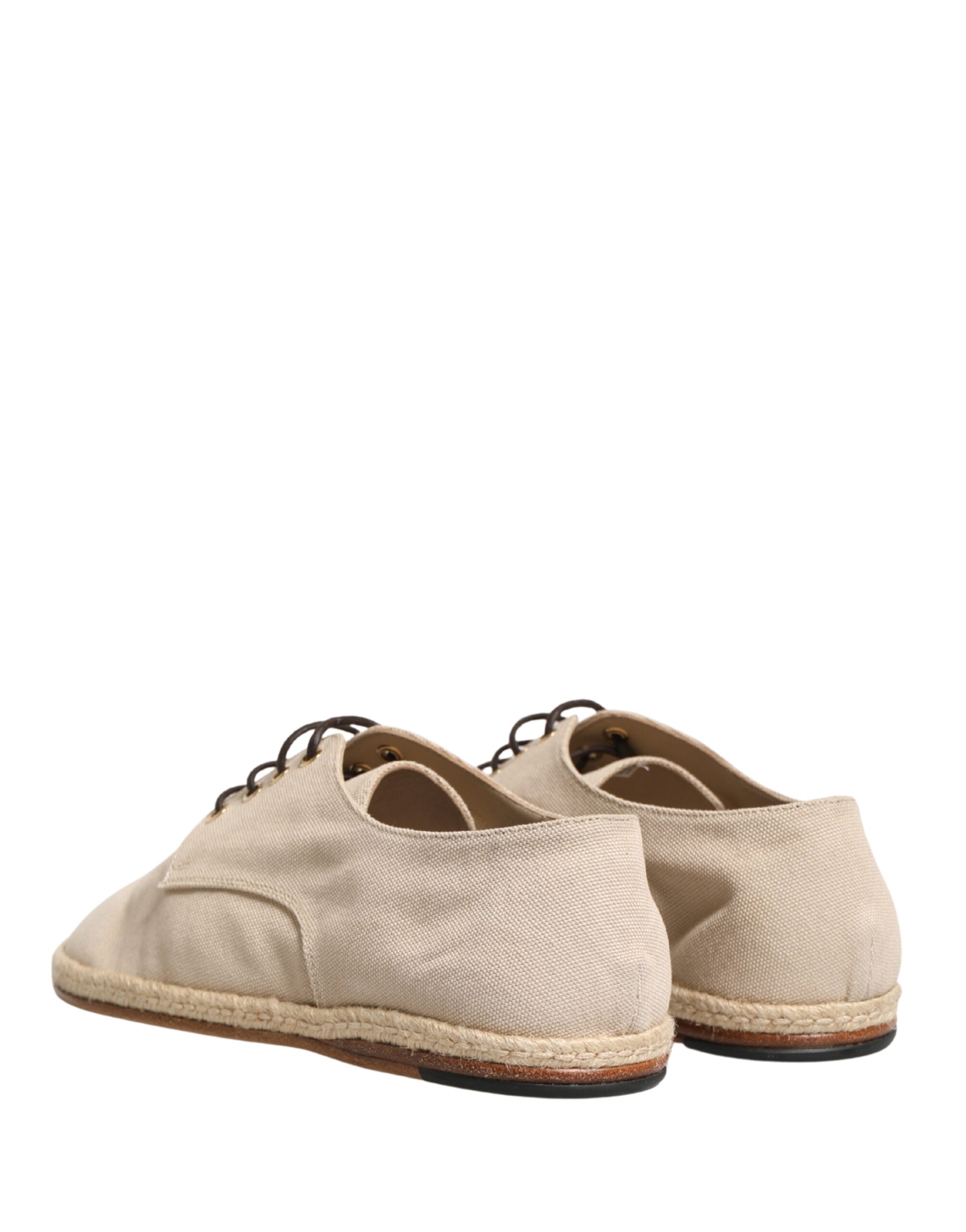 Dolce & Gabbana Dolce & Gabbana Beige Espadrille Sole Lace Up Canvas Derby Men's Shoes