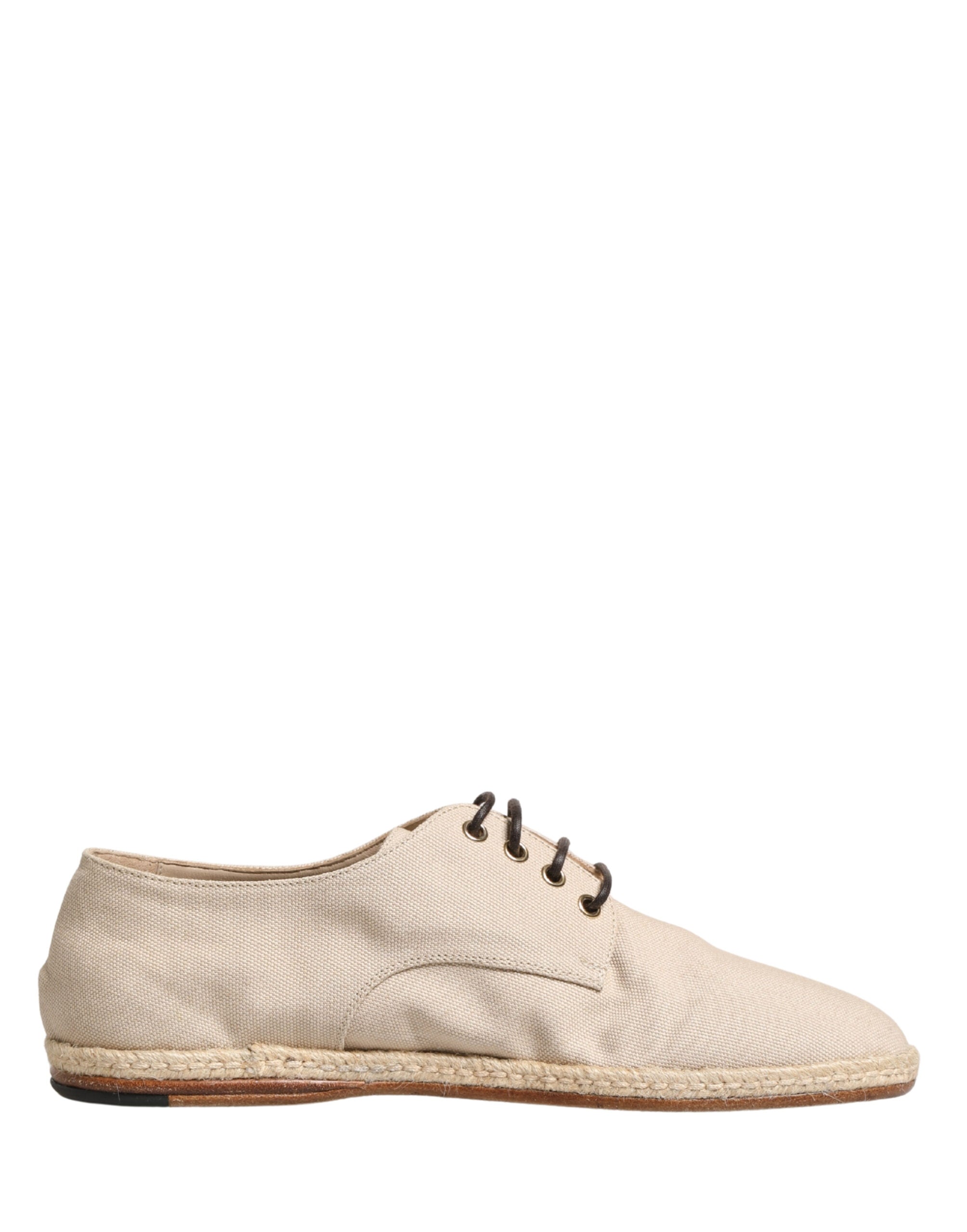 Dolce & Gabbana Dolce & Gabbana Beige Espadrille Sole Lace Up Canvas Derby Men's Shoes
