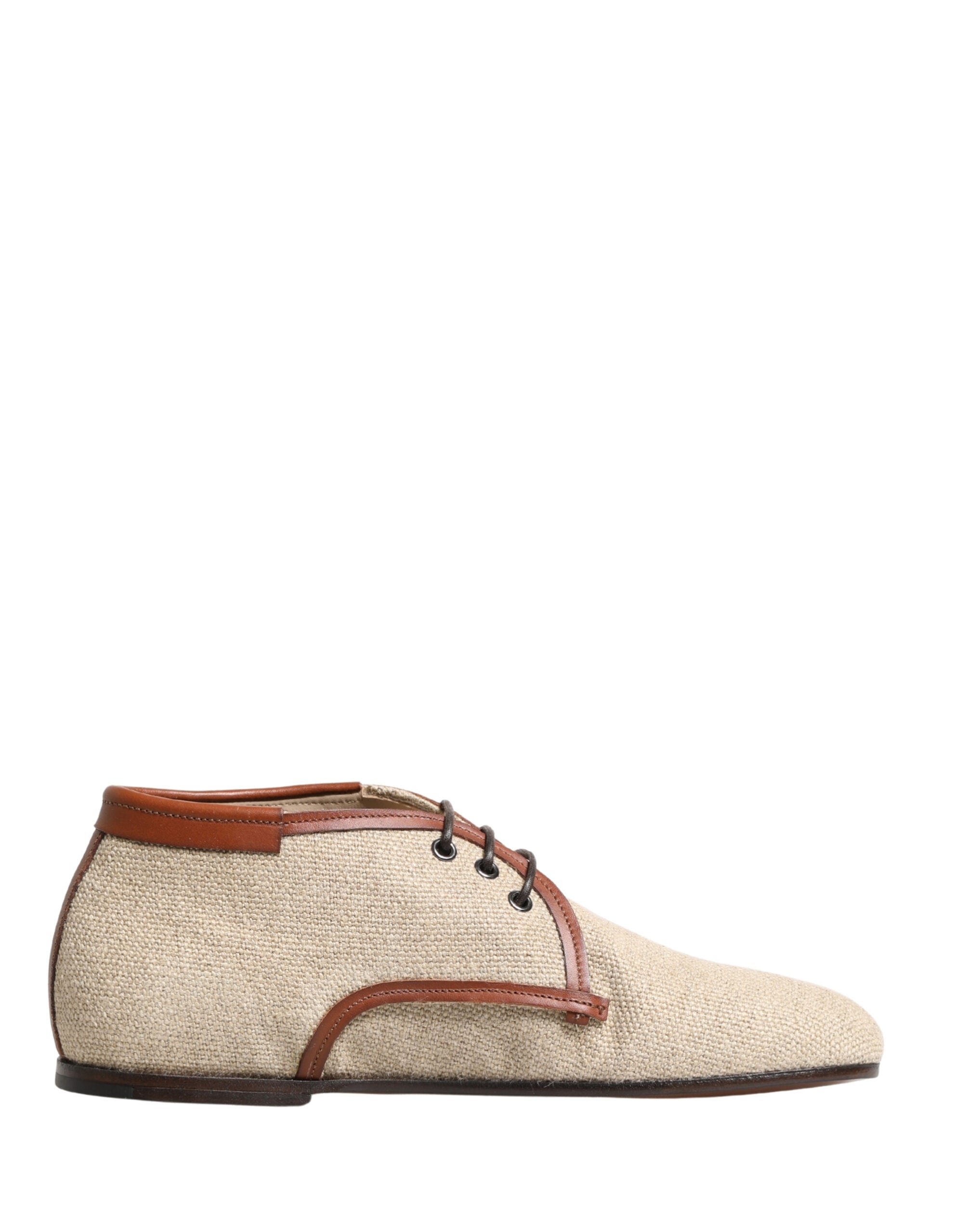Dolce & Gabbana Dolce & Gabbana Beige Canvas Lace-Up Men Dress Derby Men's Shoes
