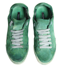 Dolce & Gabbana Green Suade DG Logo Sole Low Top Sneakers Men's Shoes