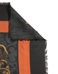 Dolce & Gabbana Multicolor Crest Print Cashmere 272cm x 132cm Men Men's Scarf
