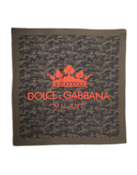 Dolce & Gabbana Green Camouflage Logo Cashmere 138cm x 137cm Men Men's Scarf (Authentic Pre-Loved)
