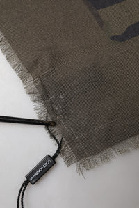 Dolce & Gabbana Green Camouflage Logo Cashmere 138cm x 137cm Men Men's Scarf (Authentic Pre-Loved)