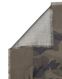Dolce & Gabbana Green Camouflage Logo Cashmere 138cm x 137cm Men Men's Scarf (Authentic Pre-Loved)