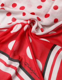 Dolce & Gabbana Red Polka Dot Print Square Stole 130cm x 130cm Women's Scarf