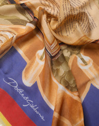 Dolce & Gabbana Multicolor Italy China Shawl Wrap 140cm x 130cm Women's Scarf