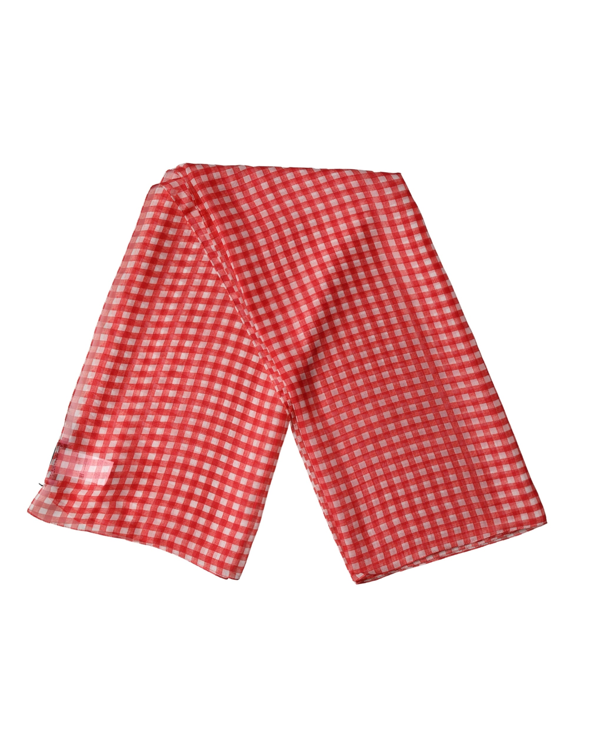 Dolce & Gabbana White Red Check Silk Wrap Foulard 140cm x 136cm Women's Scarf