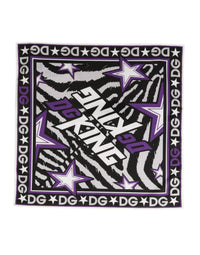 Dolce & Gabbana Black Purple DG King Cotton Foulard 51cm x 49.5cm Women's Scarf
