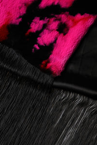 Dolce & Gabbana Pink Black Faux Fur Neck Wrap Fringes 200cm x 59cm Women's Scarf