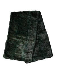 Dolce & Gabbana Black Green Stripe Fur Shawl Neck Wrap 180cm x49cm Women's Scarf