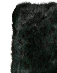 Dolce & Gabbana Black Green Stripe Fur Shawl Neck Wrap 180cm x49cm Women's Scarf
