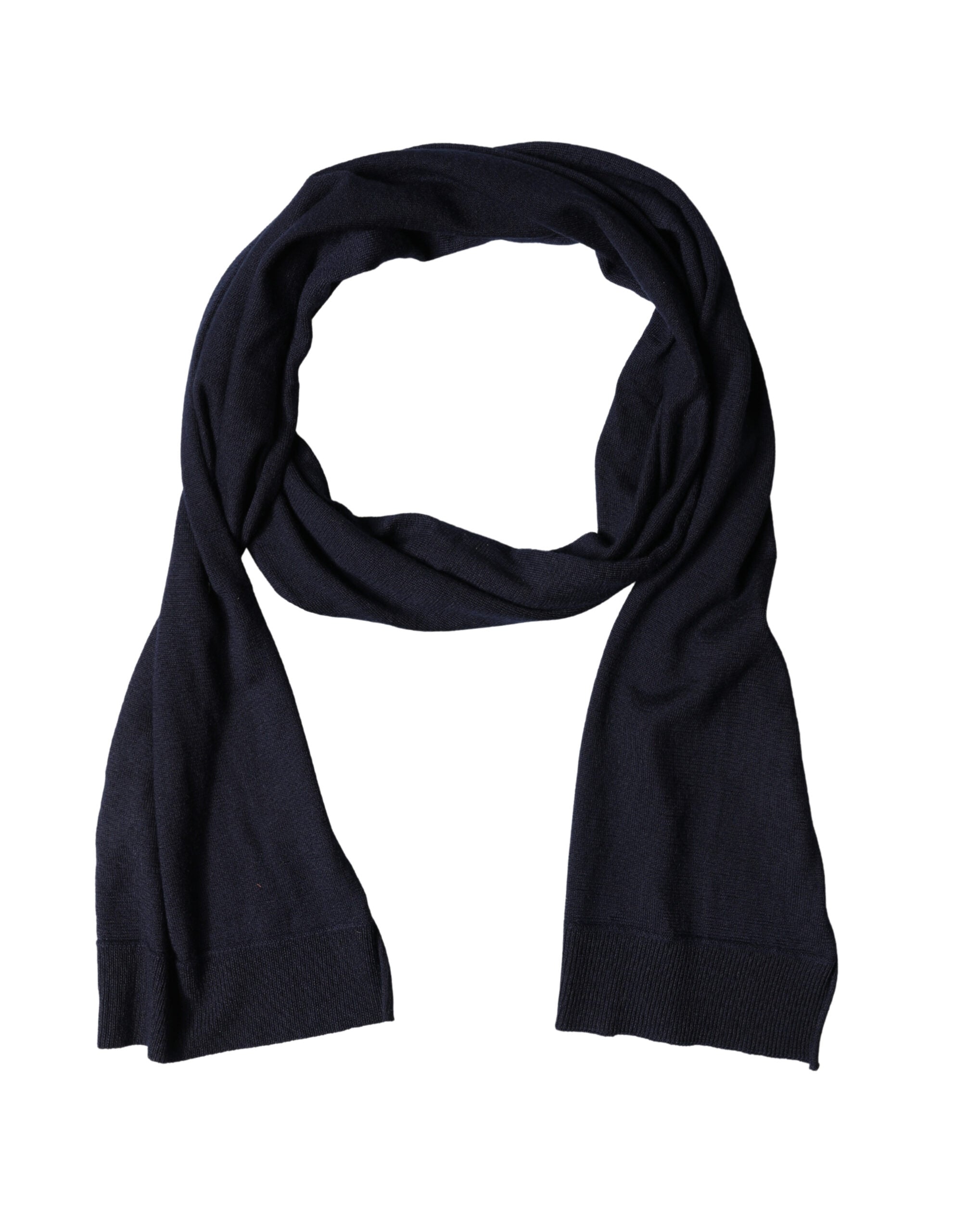 Dolce & Gabbana Black Wool Knitted Shawl Neck Wrap 200cm x 25cm Women's Scarf
