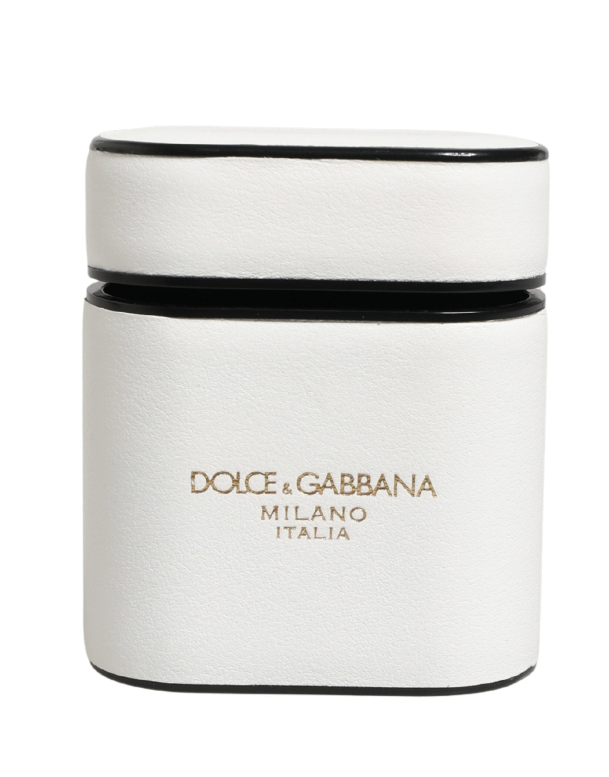 Dolce & Gabbana Dolce & Gabbana White Calf Leather Logo Print Flip Holder  Airpods Women's Case