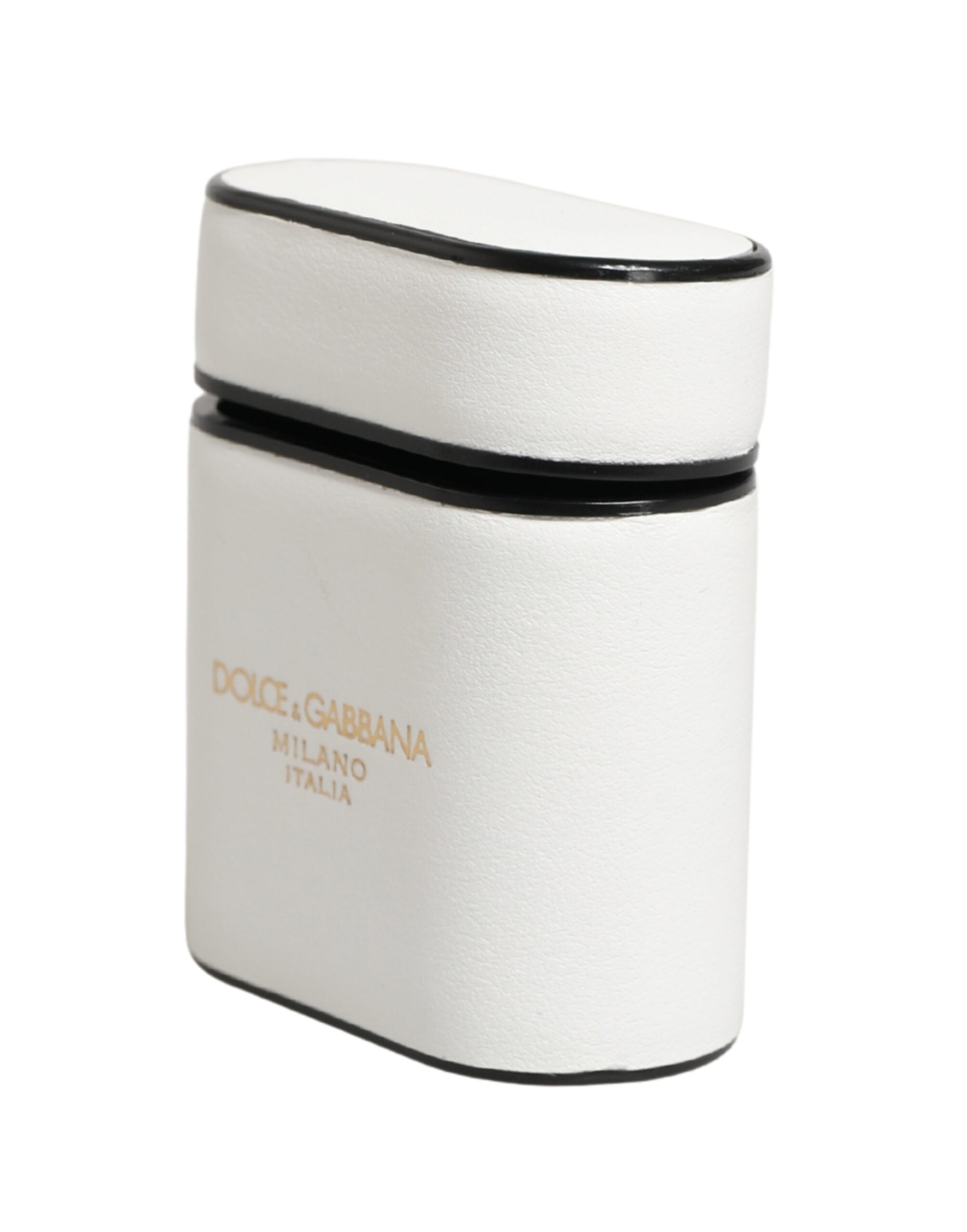 Dolce & Gabbana Dolce & Gabbana White Calf Leather Logo Print Flip Holder  Airpods Women's Case