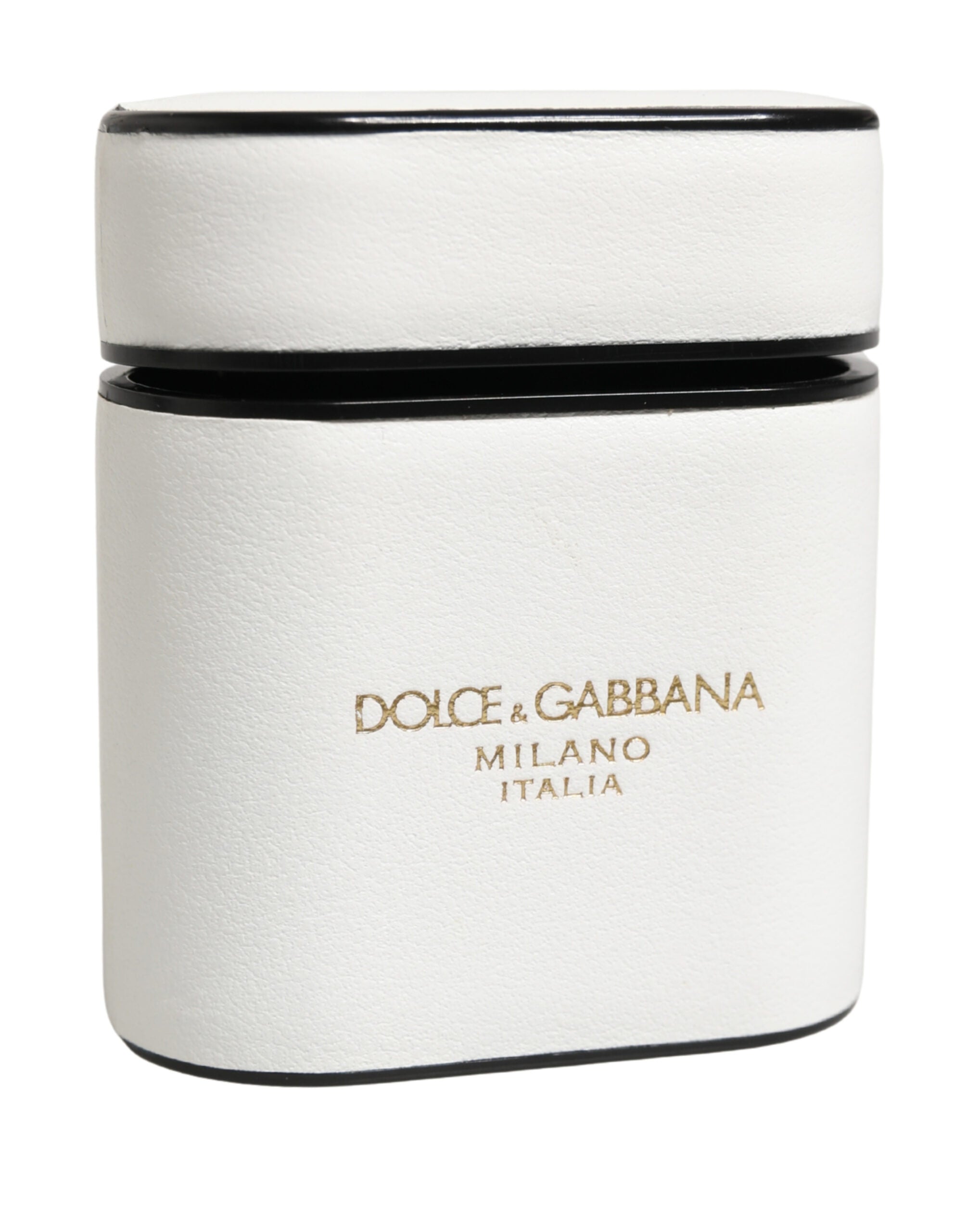 Dolce & Gabbana Dolce & Gabbana White Calf Leather Logo Print Flip Holder  Airpods Women's Case