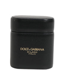 Dolce & Gabbana Dolce & Gabbana Black Calf Leather Logo Print Flip Holder Airpods Women's Case