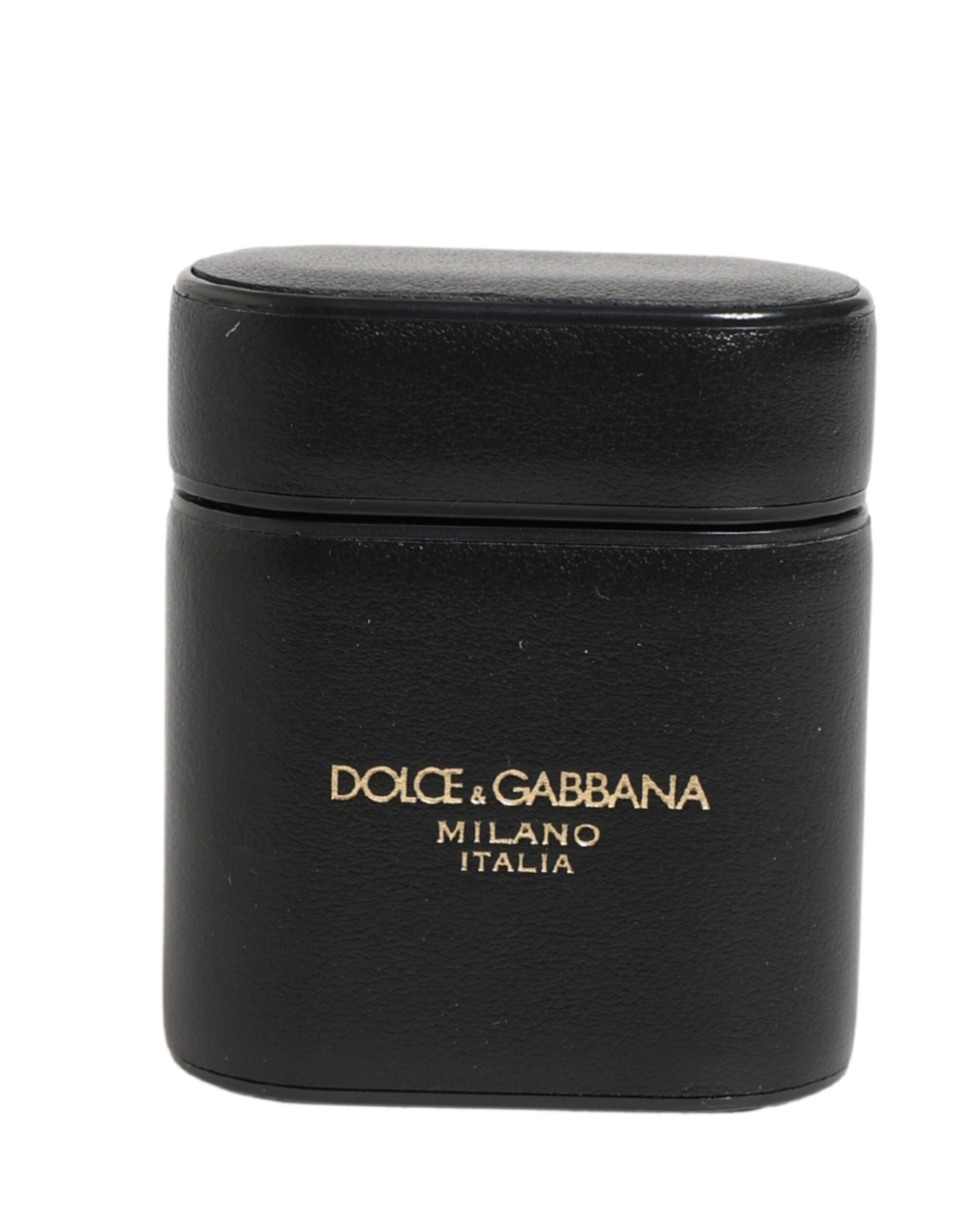 Dolce & Gabbana Dolce & Gabbana Black Calf Leather Logo Print Flip Holder Airpods Women's Case
