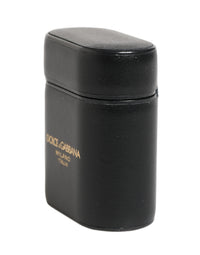 Dolce & Gabbana Dolce & Gabbana Black Calf Leather Logo Print Flip Holder Airpods Women's Case