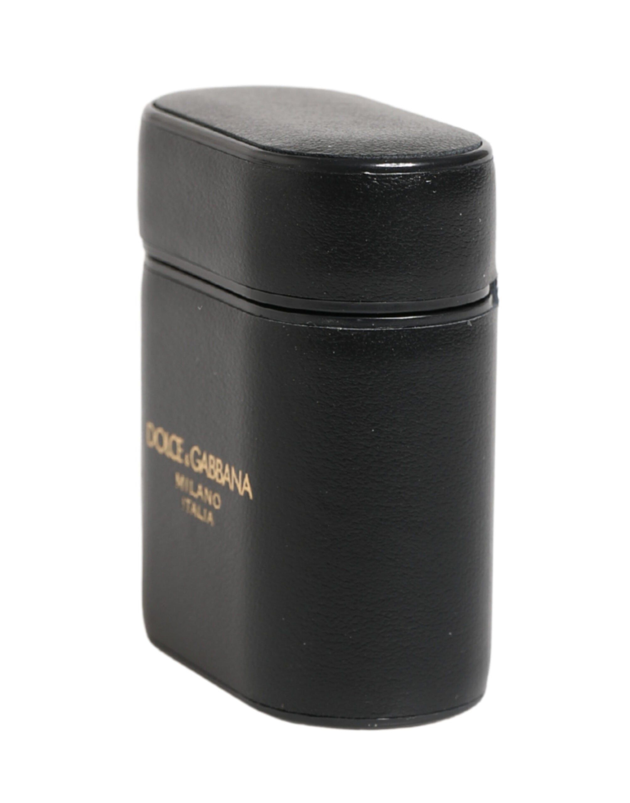 Dolce & Gabbana Dolce & Gabbana Black Calf Leather Logo Print Flip Holder Airpods Women's Case