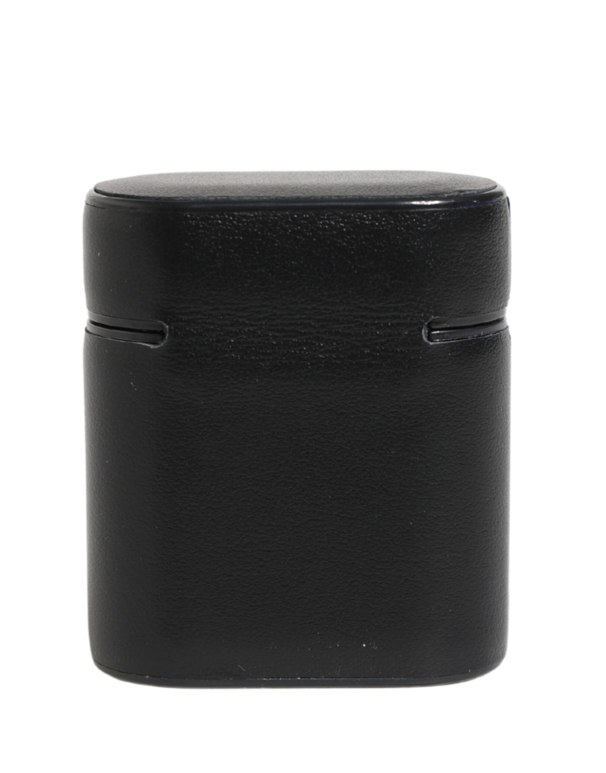 Dolce & Gabbana Dolce & Gabbana Black Calf Leather Logo Print Flip Holder Airpods Women's Case