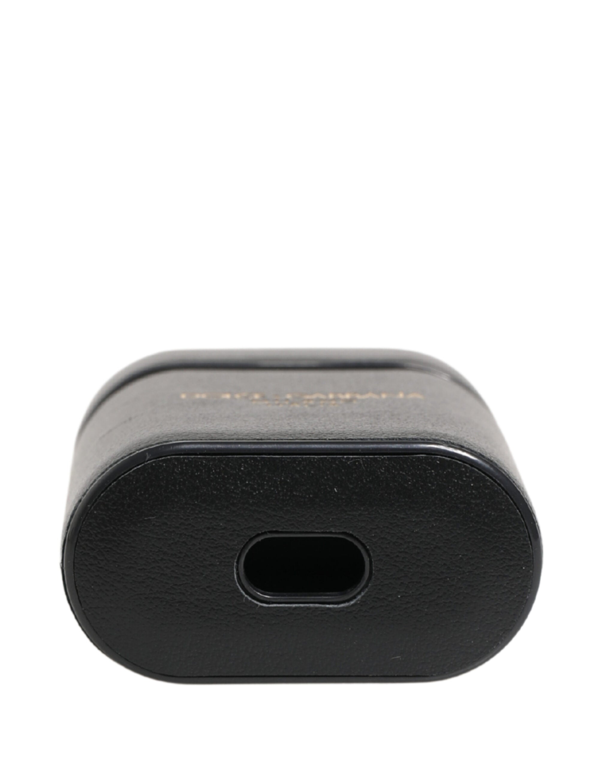 Dolce & Gabbana Dolce & Gabbana Black Calf Leather Logo Print Flip Holder Airpods Women's Case