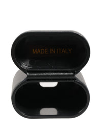 Dolce & Gabbana Dolce & Gabbana Black Calf Leather Logo Print Flip Holder Airpods Women's Case