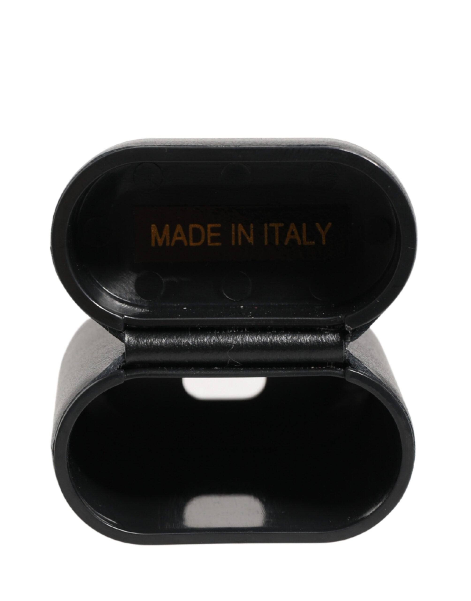 Dolce & Gabbana Dolce & Gabbana Black Calf Leather Logo Print Flip Holder Airpods Women's Case