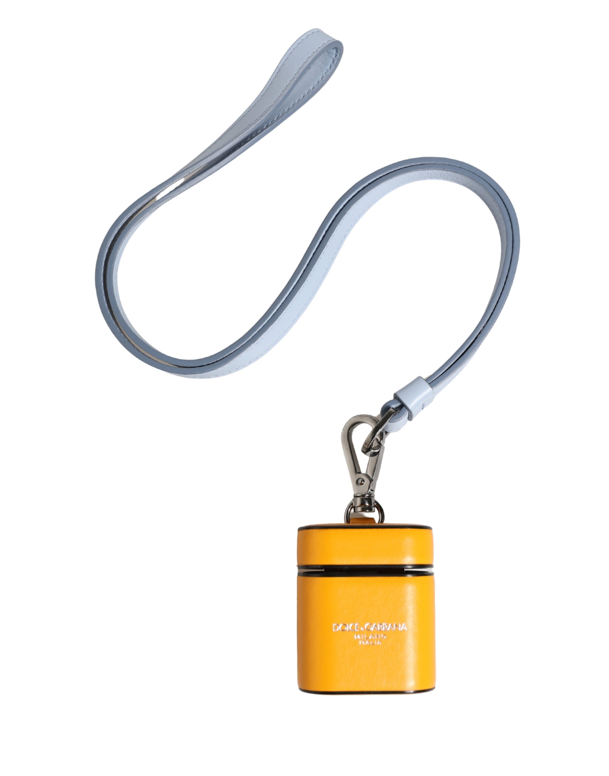 Dolce & Gabbana Dolce & Gabbana Case Yellow Calf Leather Logo Flip Holder Strap Women's Airpods