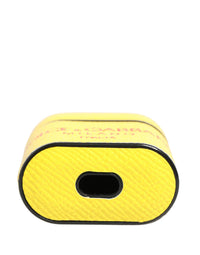 Dolce & Gabbana Dolce & Gabbana Yellow Calf Leather Logo Flip Holder Strap Airpods Women's Case