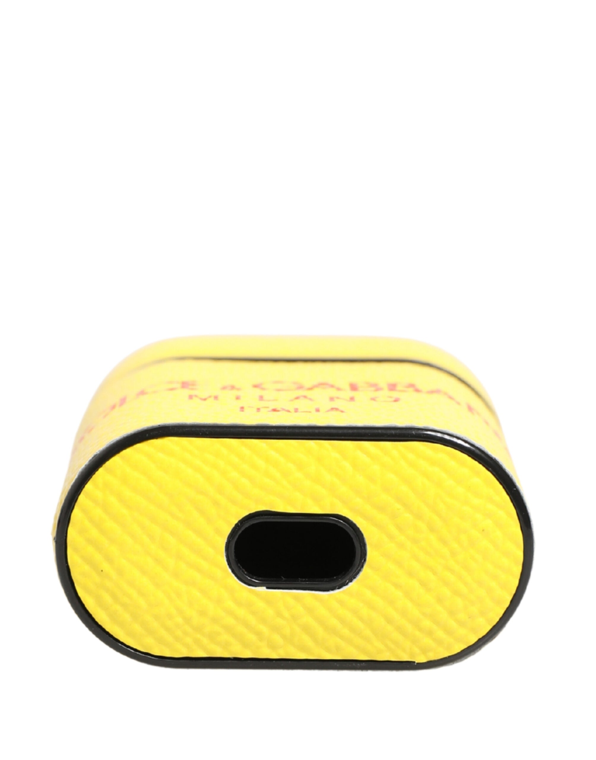 Dolce & Gabbana Dolce & Gabbana Yellow Calf Leather Logo Flip Holder Strap Airpods Women's Case
