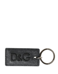 Dolce & Gabbana Dolce & Gabbana Black Calf Leather D&G Logo Metal Ring Keyring Women's Keychain