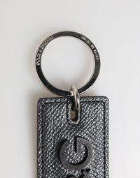 Dolce & Gabbana Dolce & Gabbana Black Calf Leather D&G Logo Metal Ring Keyring Women's Keychain
