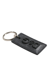 Dolce & Gabbana Dolce & Gabbana Black Calf Leather D&G Logo Metal Ring Keyring Women's Keychain