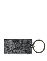 Dolce & Gabbana Dolce & Gabbana Black Calf Leather D&G Logo Metal Ring Keyring Women's Keychain