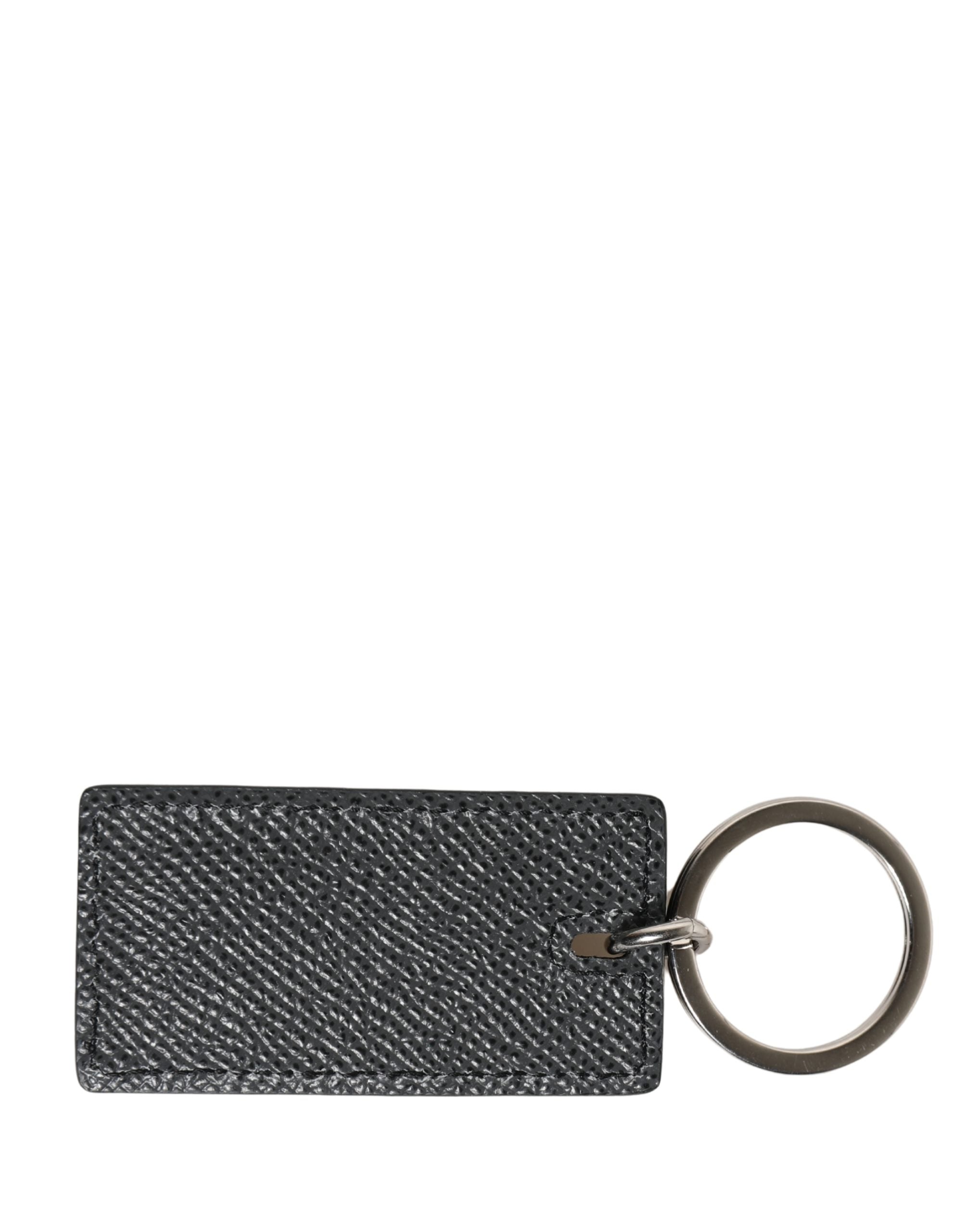 Dolce & Gabbana Dolce & Gabbana Black Calf Leather D&G Logo Metal Ring Keyring Women's Keychain