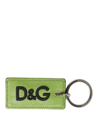 Dolce & Gabbana Dolce & Gabbana Green Calf Leather DG Logo Metal Ring Keyring Women's Keychain