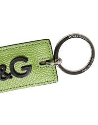 Dolce & Gabbana Dolce & Gabbana Green Calf Leather DG Logo Metal Ring Keyring Women's Keychain
