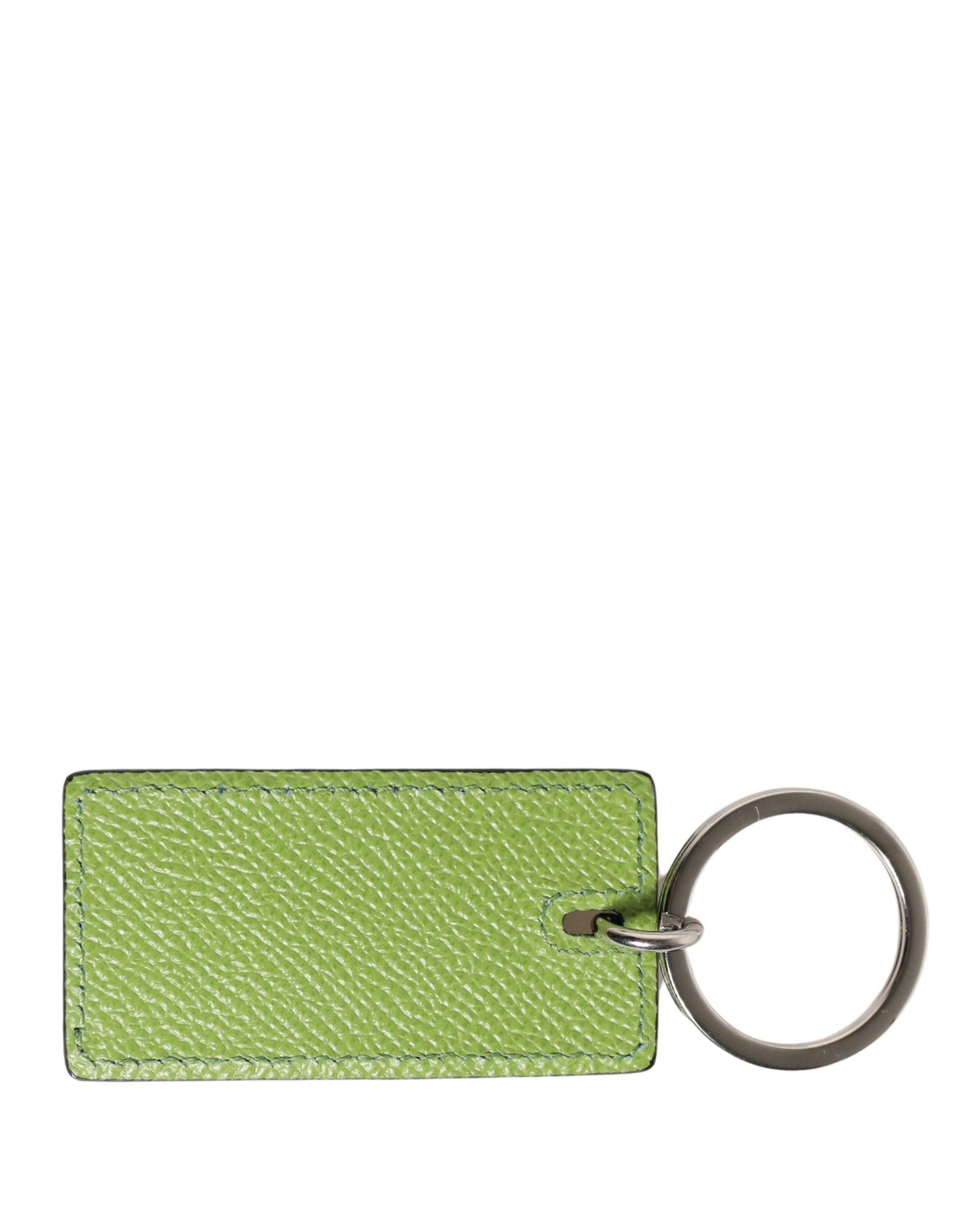 Dolce & Gabbana Dolce & Gabbana Green Calf Leather DG Logo Metal Ring Keyring Women's Keychain