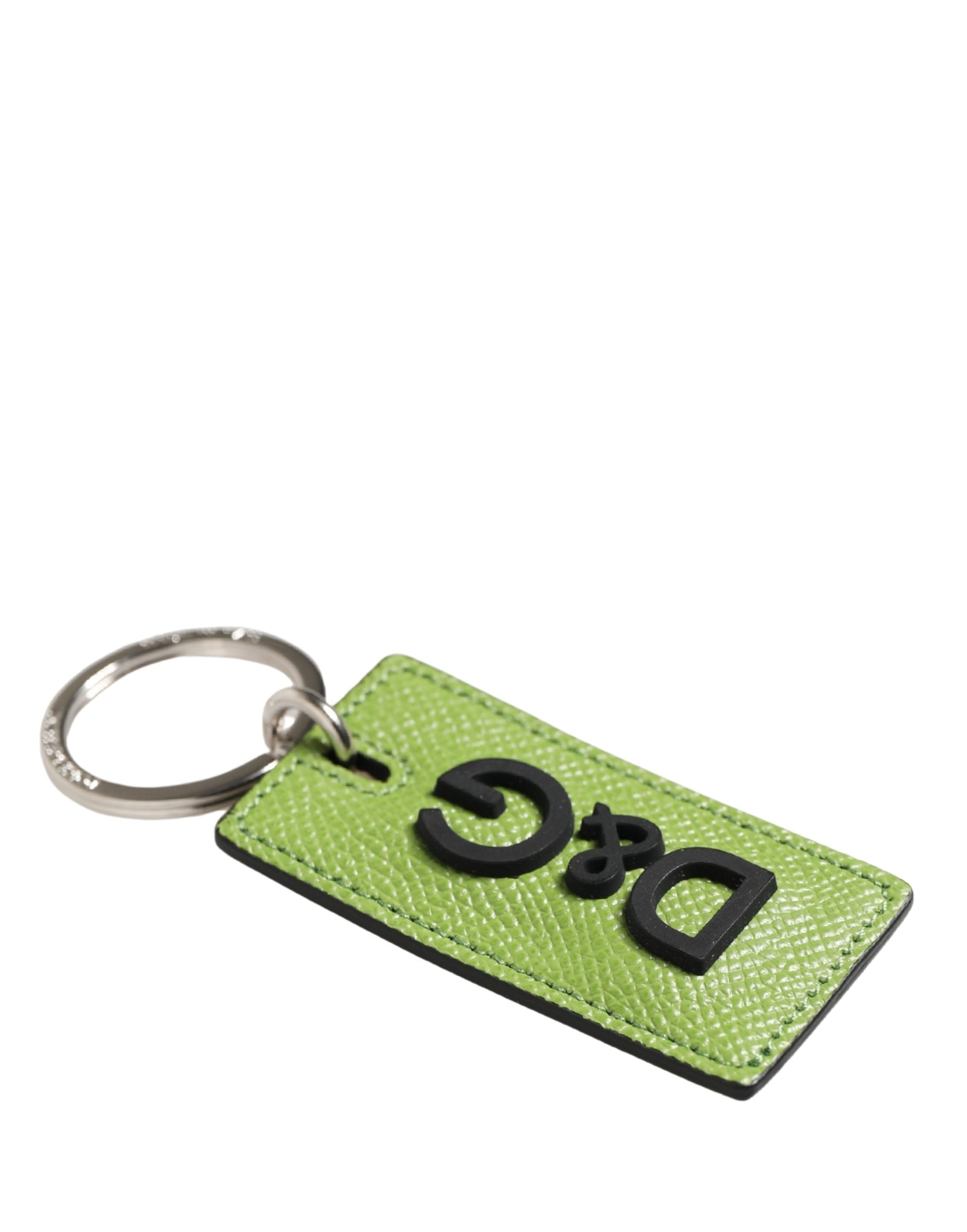 Dolce & Gabbana Dolce & Gabbana Green Calf Leather DG Logo Metal Ring Keyring Women's Keychain