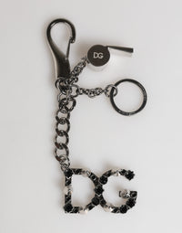 Dolce & Gabbana Dolce & Gabbana Silver Brass Metal DG Logo Crystal Ring Keyring Women's Keychain
