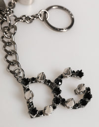 Dolce & Gabbana Dolce & Gabbana Silver Brass Metal DG Logo Crystal Ring Keyring Women's Keychain