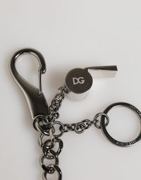 Dolce & Gabbana Dolce & Gabbana Silver Brass Metal DG Logo Crystal Ring Keyring Women's Keychain