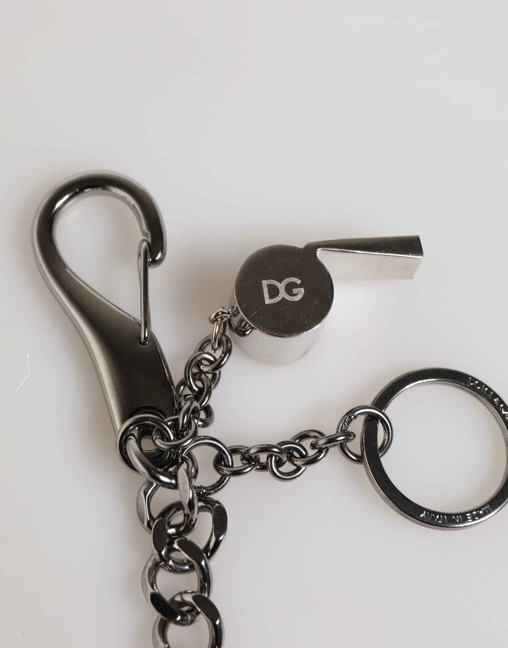 Dolce & Gabbana Dolce & Gabbana Silver Brass Metal DG Logo Crystal Ring Keyring Women's Keychain