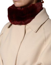 Dolce & Gabbana Red Lamb Fur Collar Women Neck Wrap 50cm x 8cm Women's Scarf