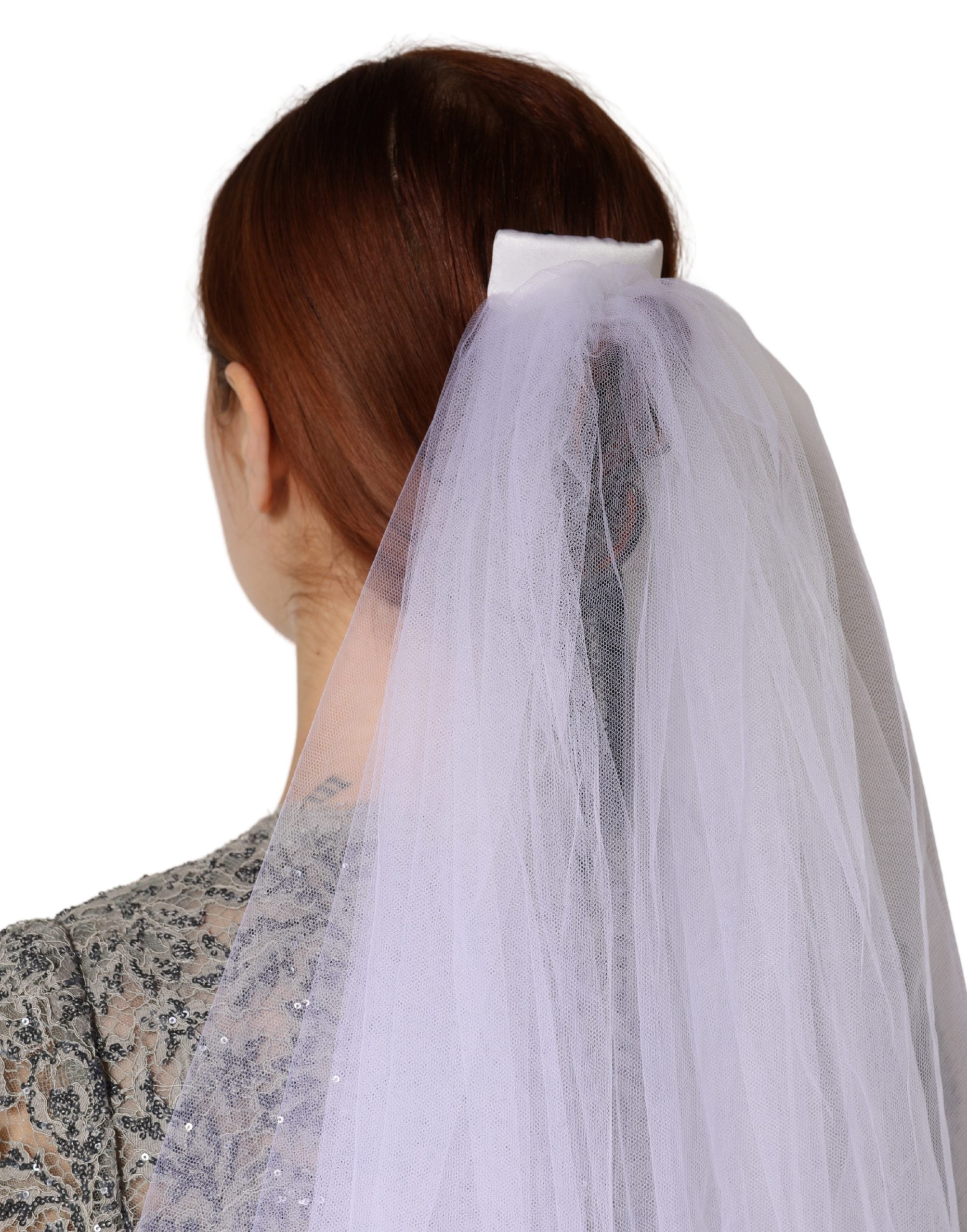 Dolce & Gabbana Dolce & Gabbana White Floral LaceNylon Floor Length 3M Long Women's Veil