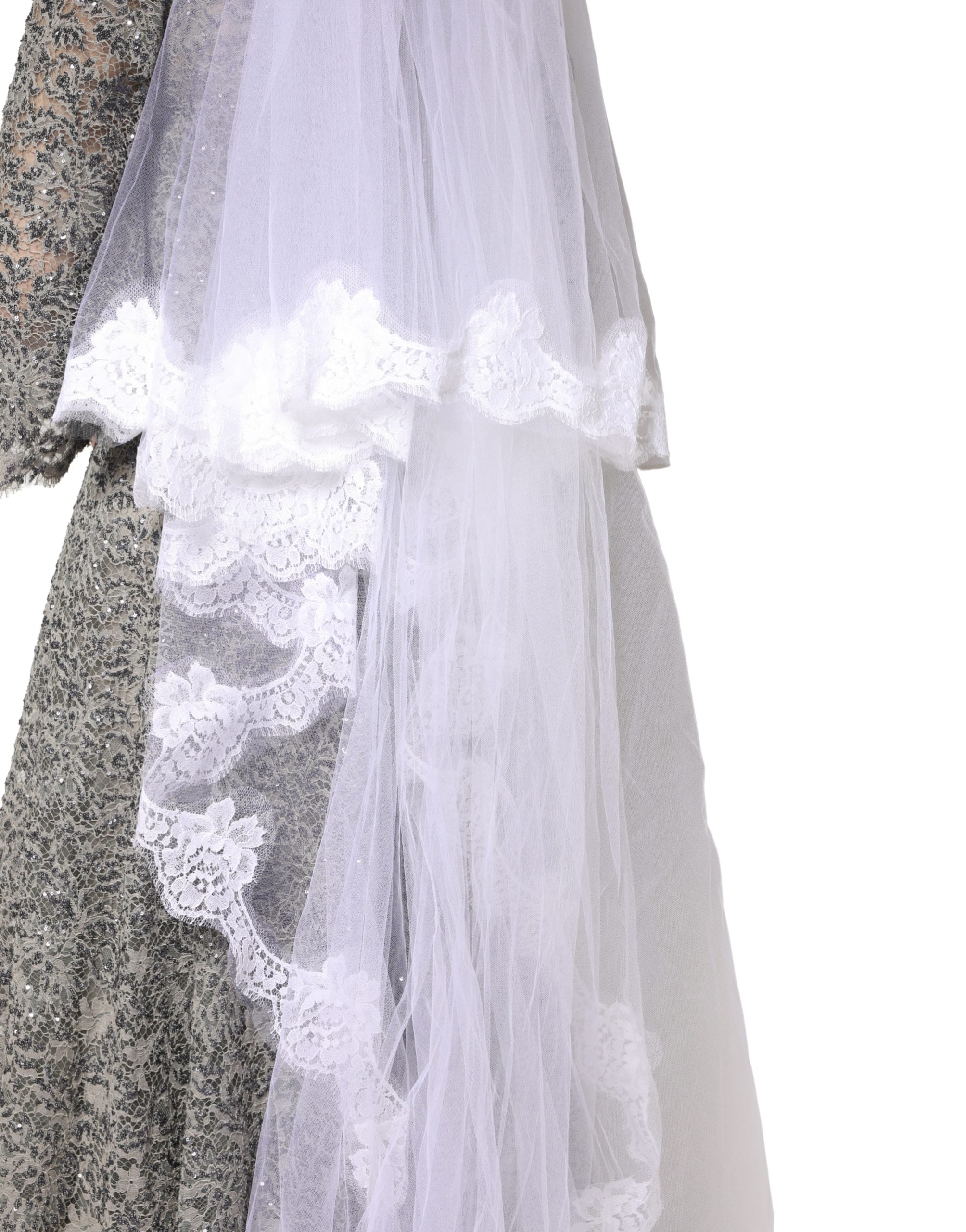 Dolce & Gabbana Dolce & Gabbana White Floral LaceNylon Floor Length 3M Long Women's Veil
