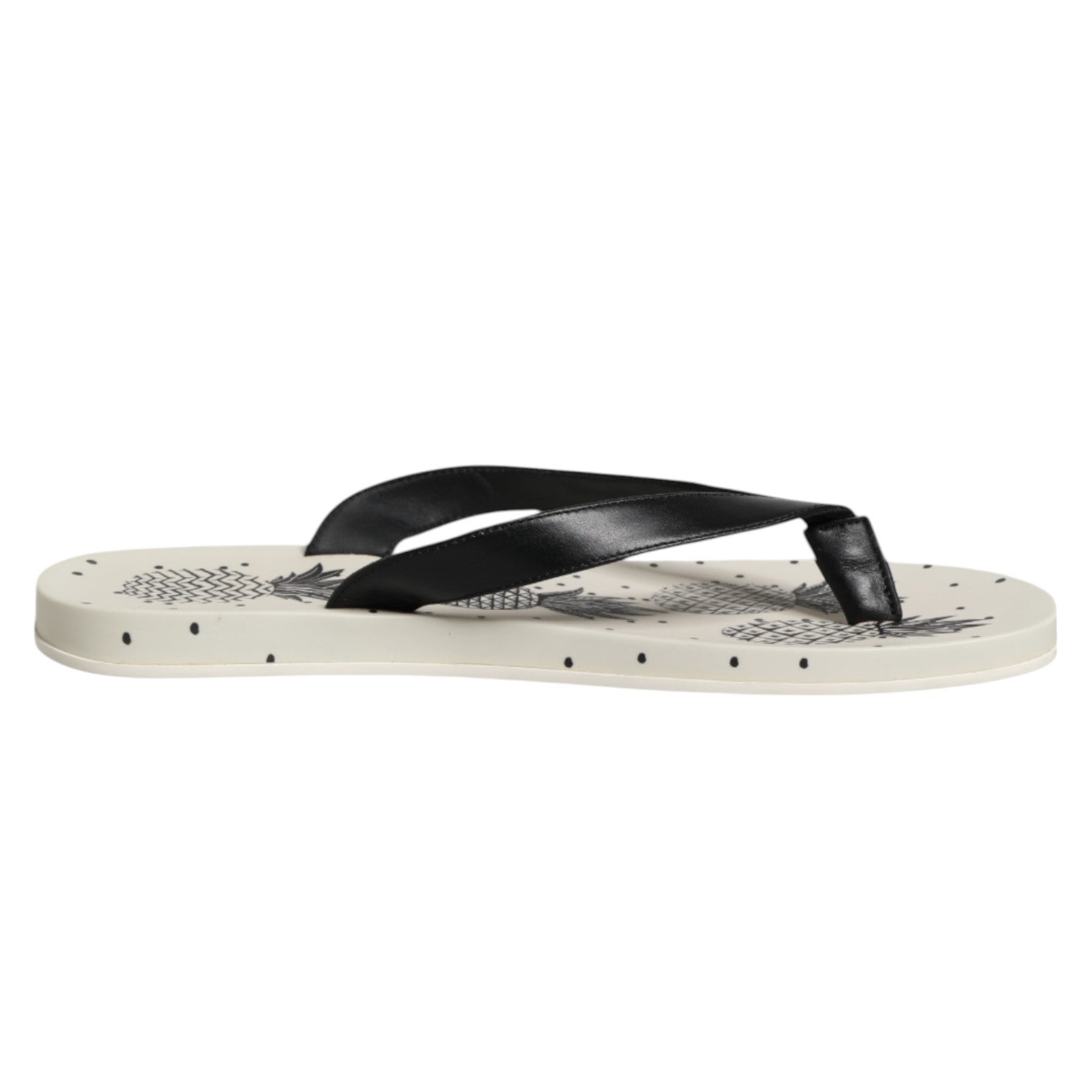 Dolce & Gabbana White Pineapple Print Slides Flip Flops Men's Shoes